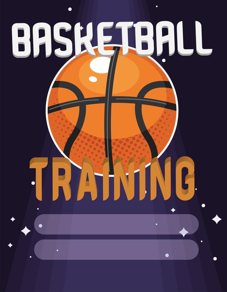 letras de entrenamiento de baloncesto con pelota vector