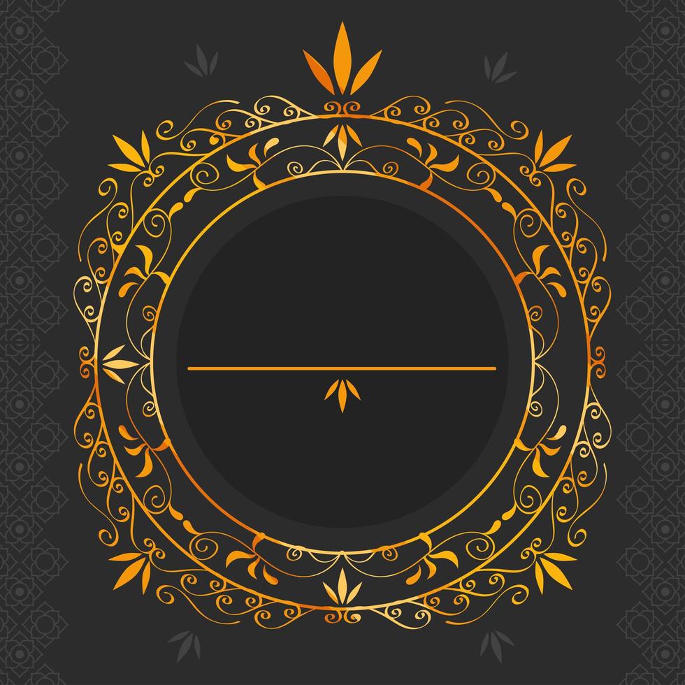 golden monogram circular frame vector