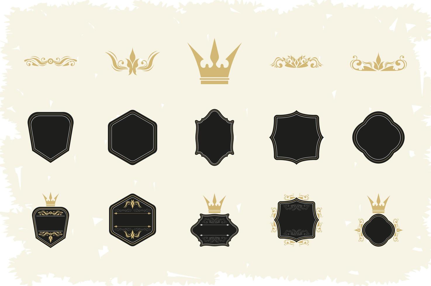 fifteen royal labels icons vector