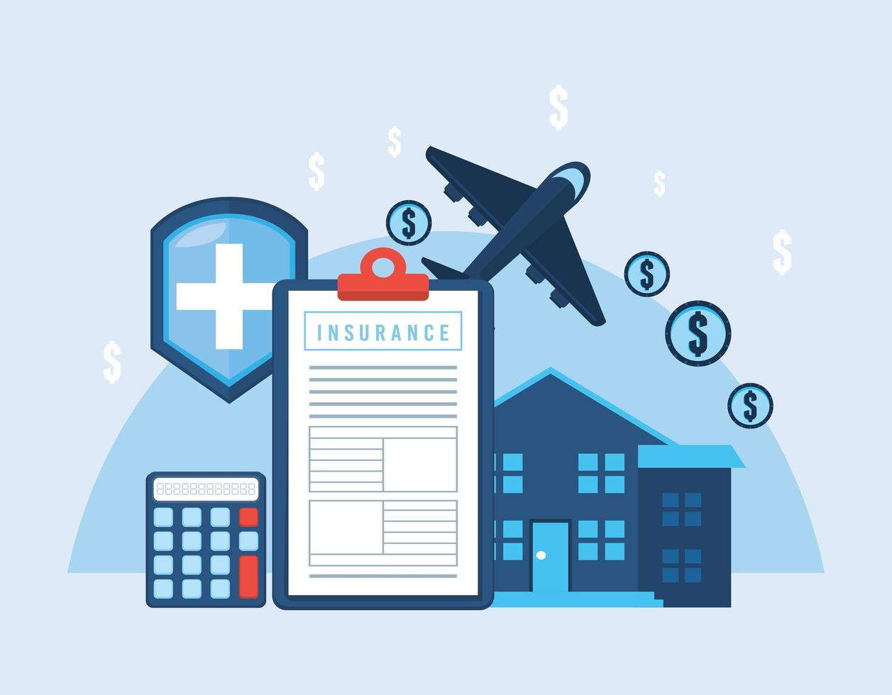 insurance policy and icons vector