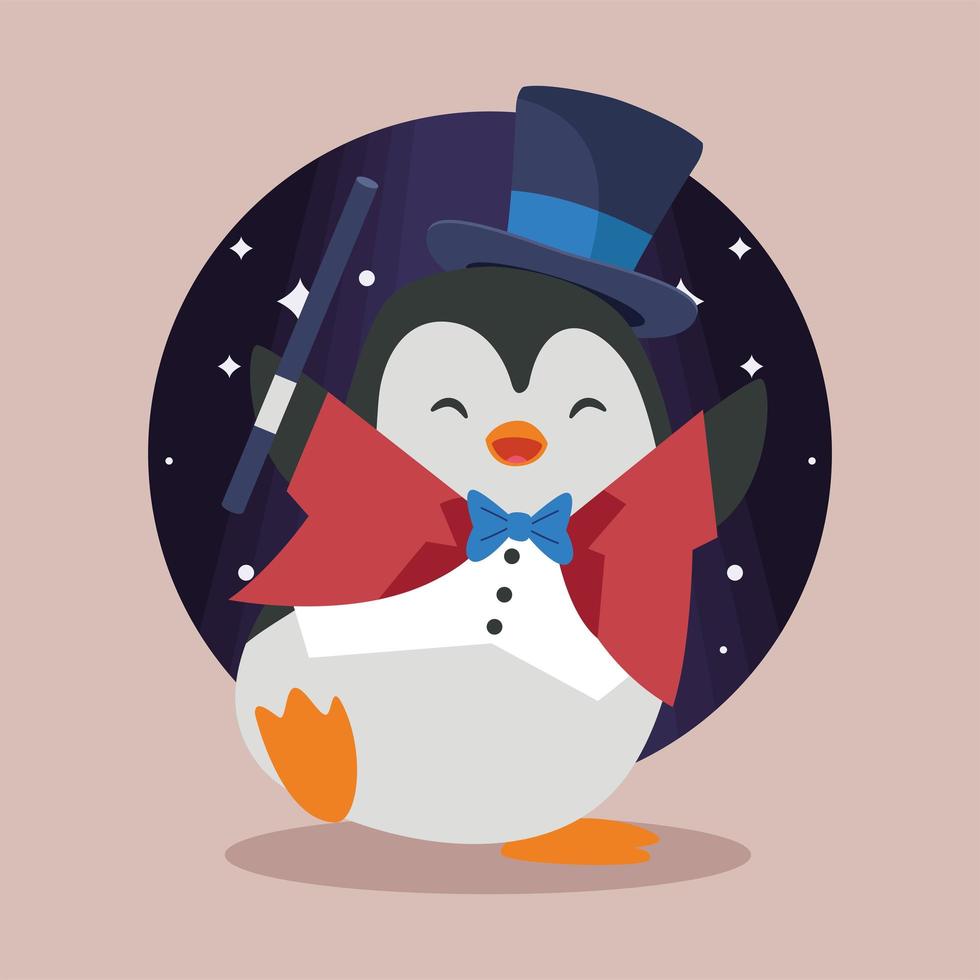 circus penguin magician character vector