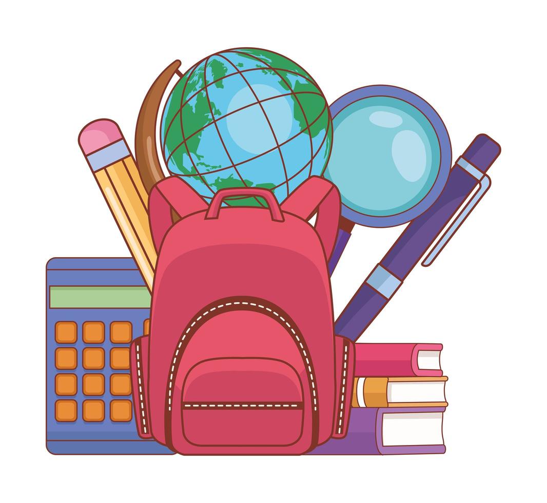 school bag and supplies vector