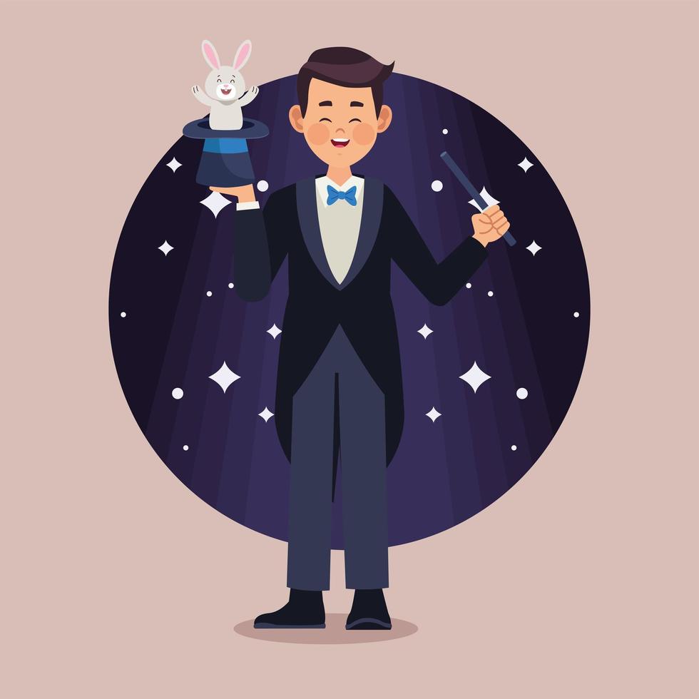 circus magician with bunny vector