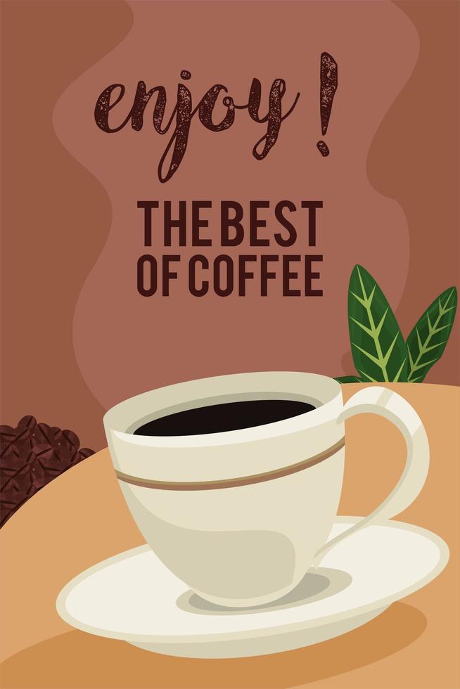 the best coffee with leafs vector