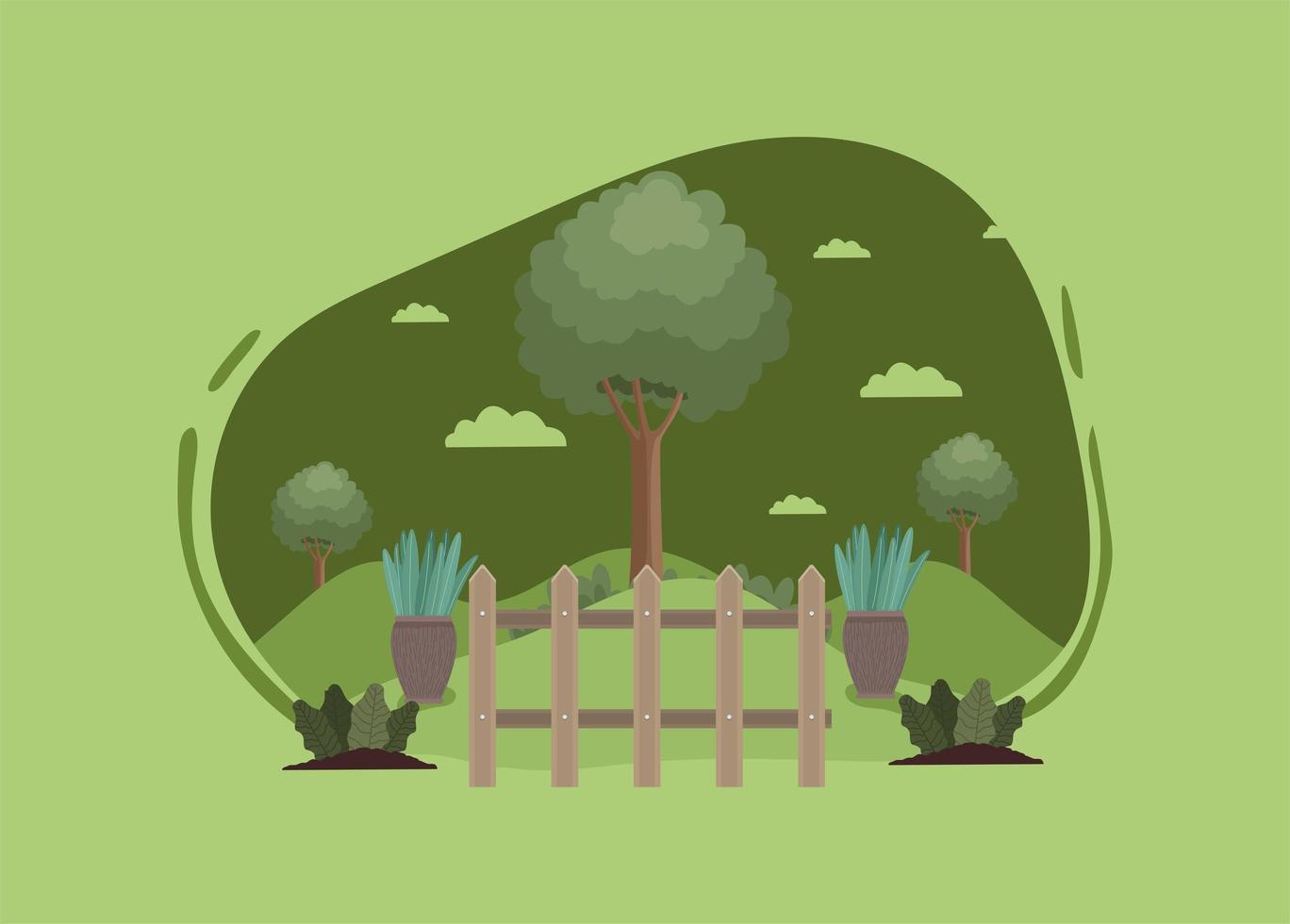 jardineria con arbol vector