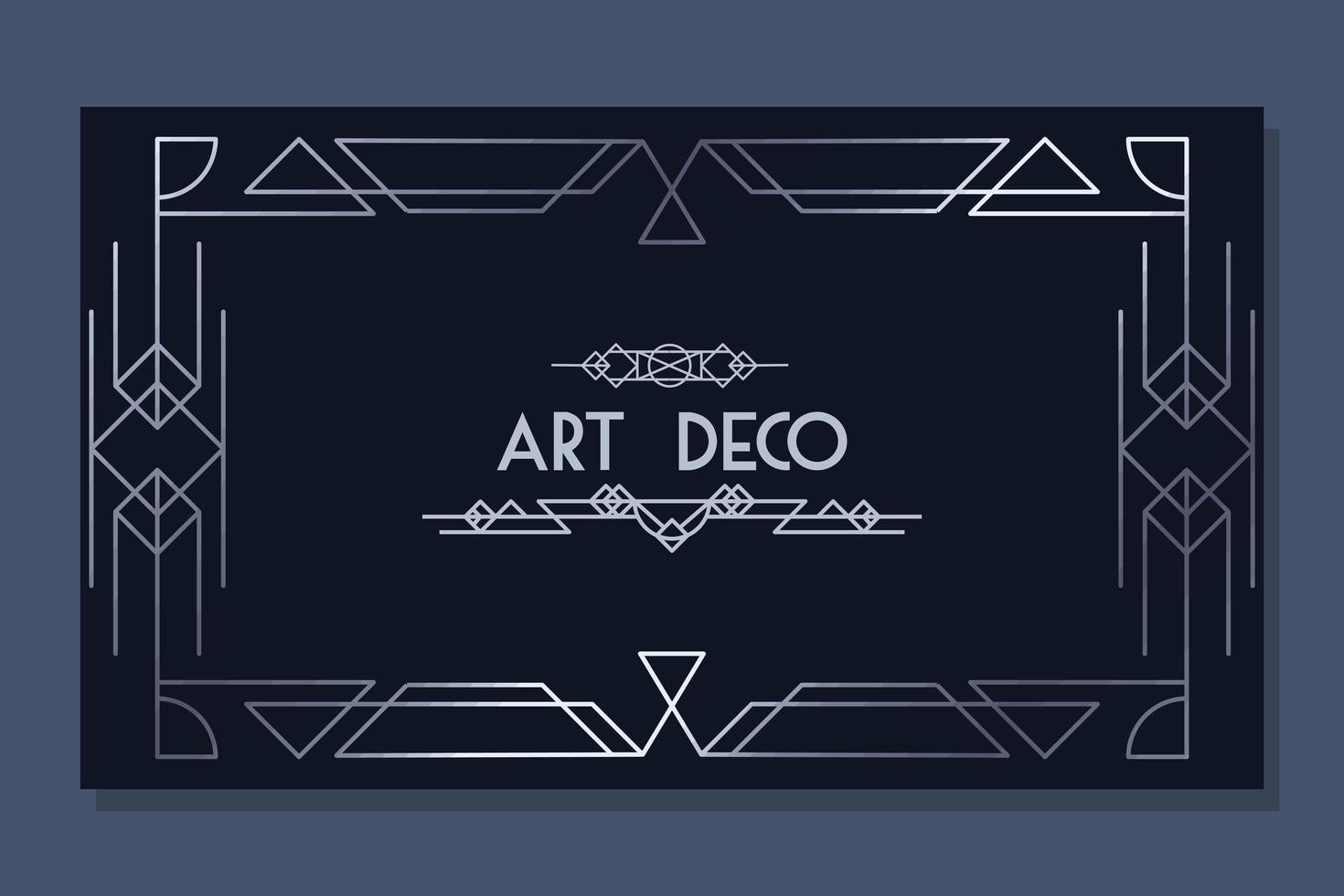 art deco silver frame vector
