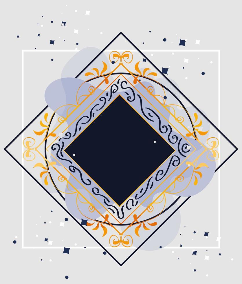 golden monogram rhombus frame vector