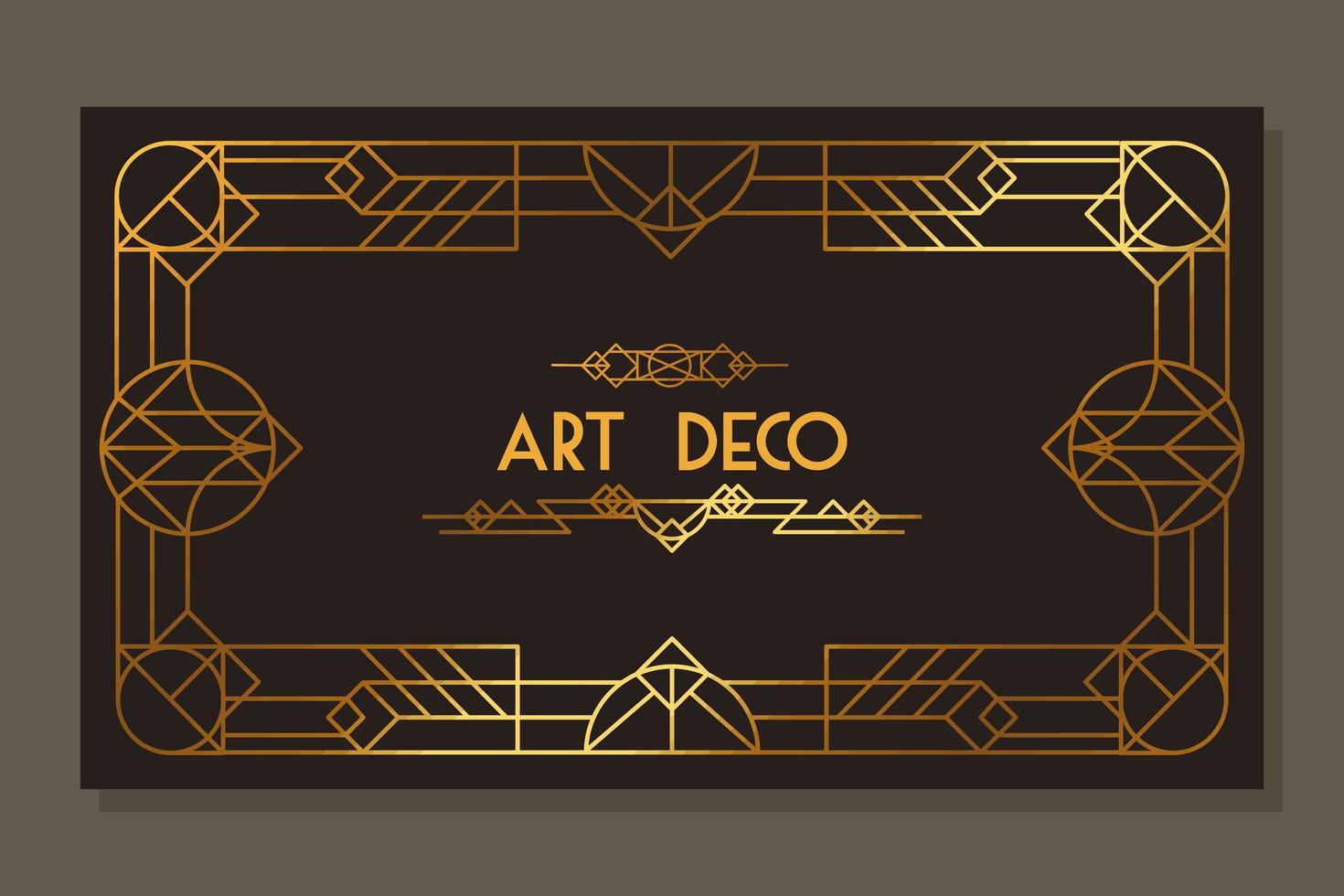 art deco golden frame vector