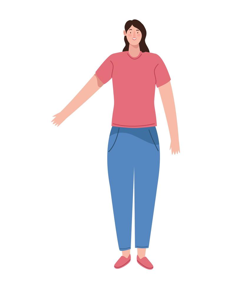 young woman standing character vector