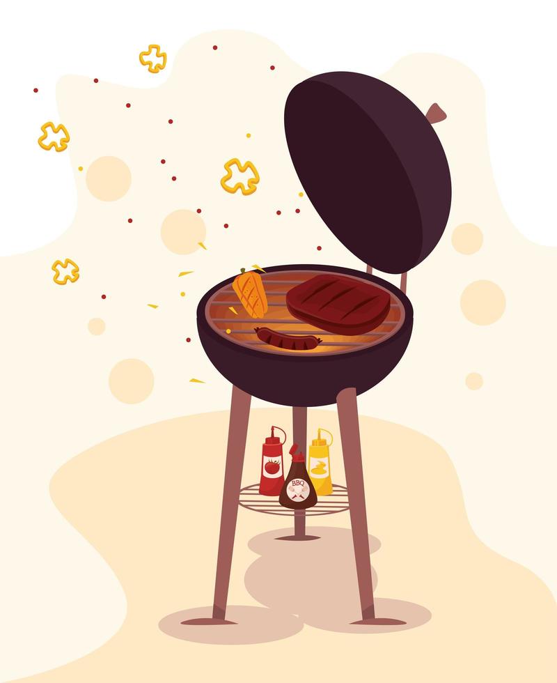 grill bbq party postcard vector