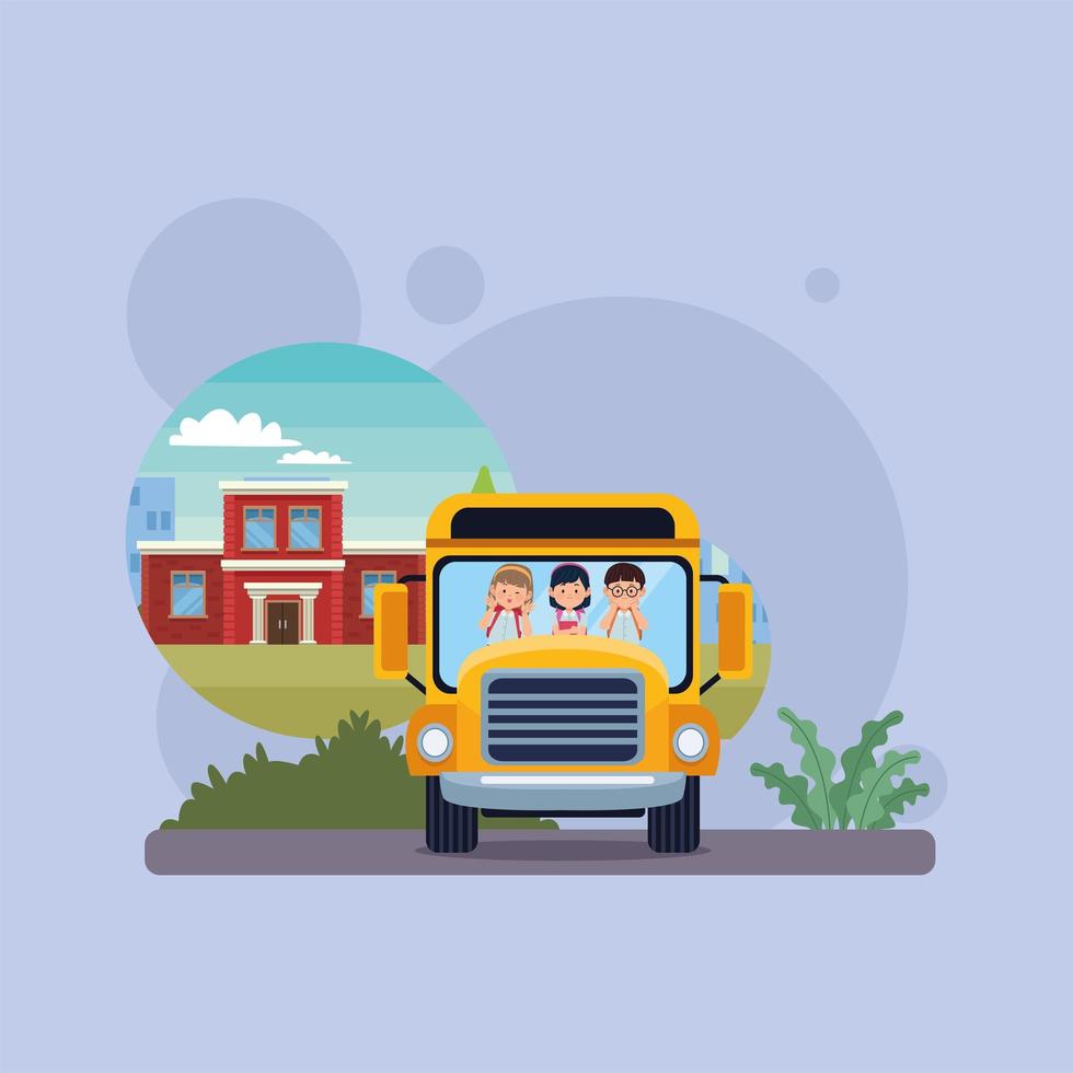 students in bus characters vector