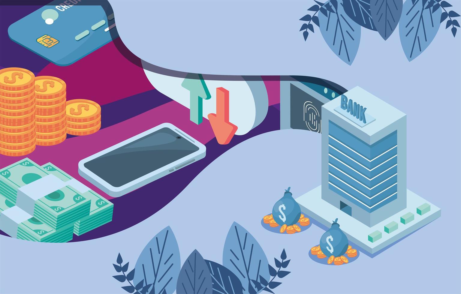 bank and financial icons vector