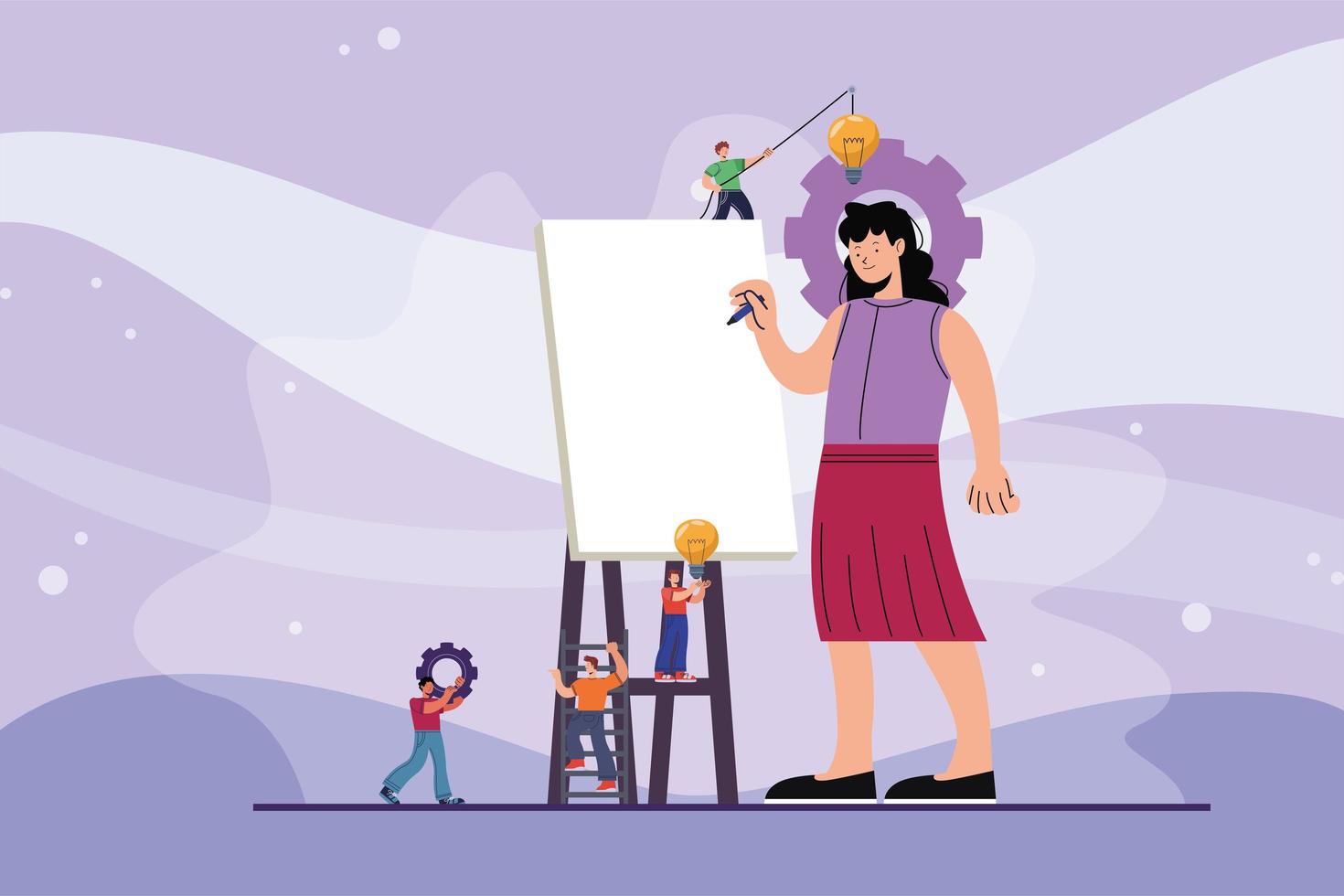 young mini people innovation vector