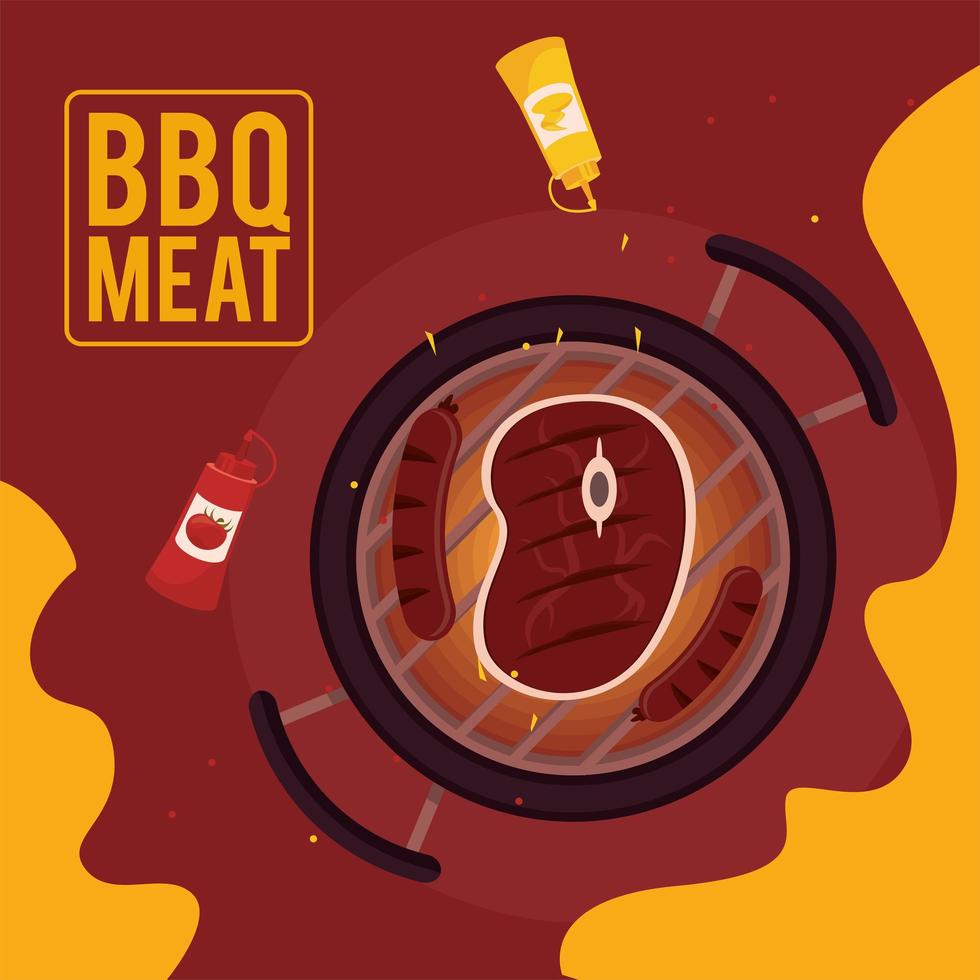 bbq meat lettering with sauces vector