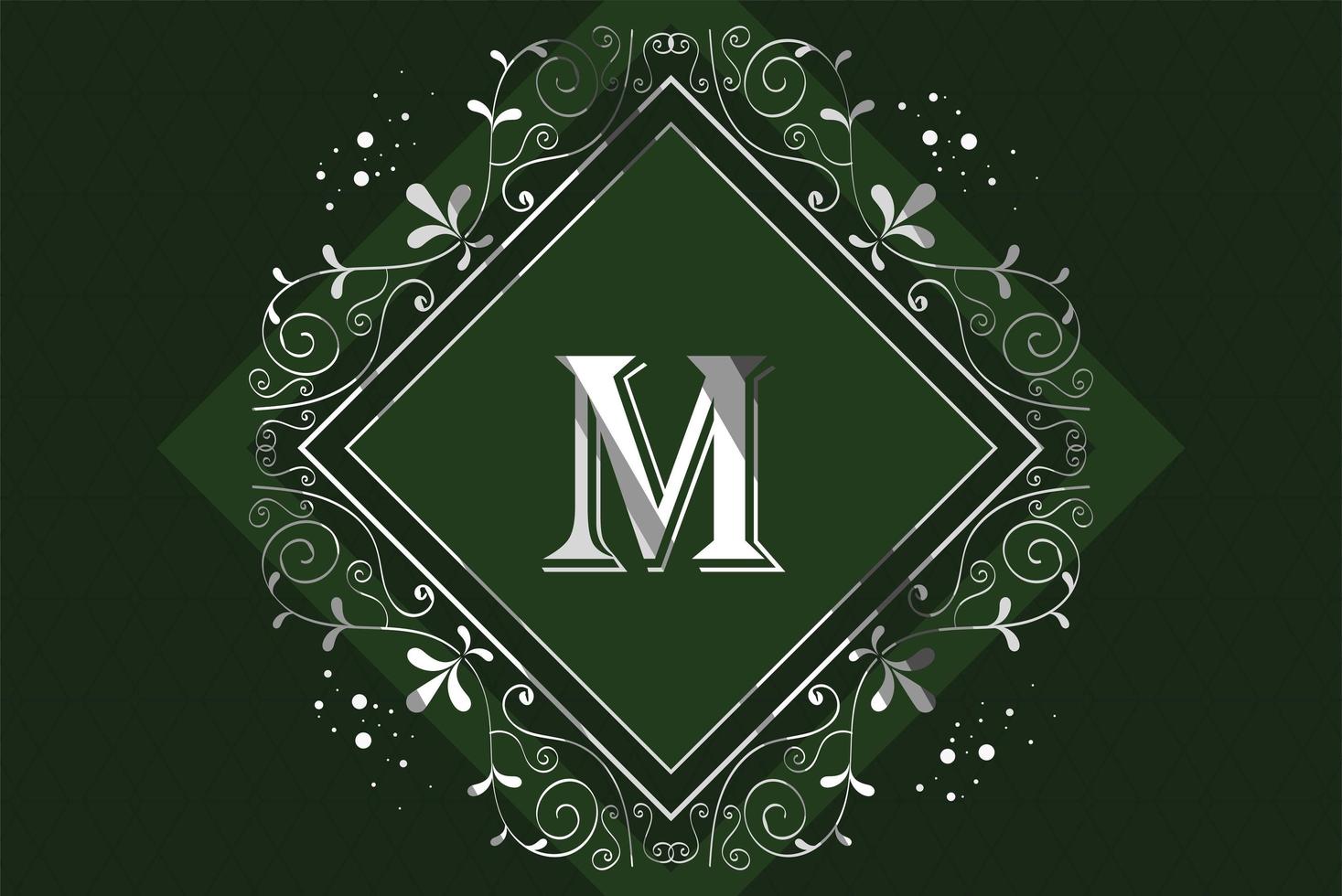 silver monogram rhombus frame vector