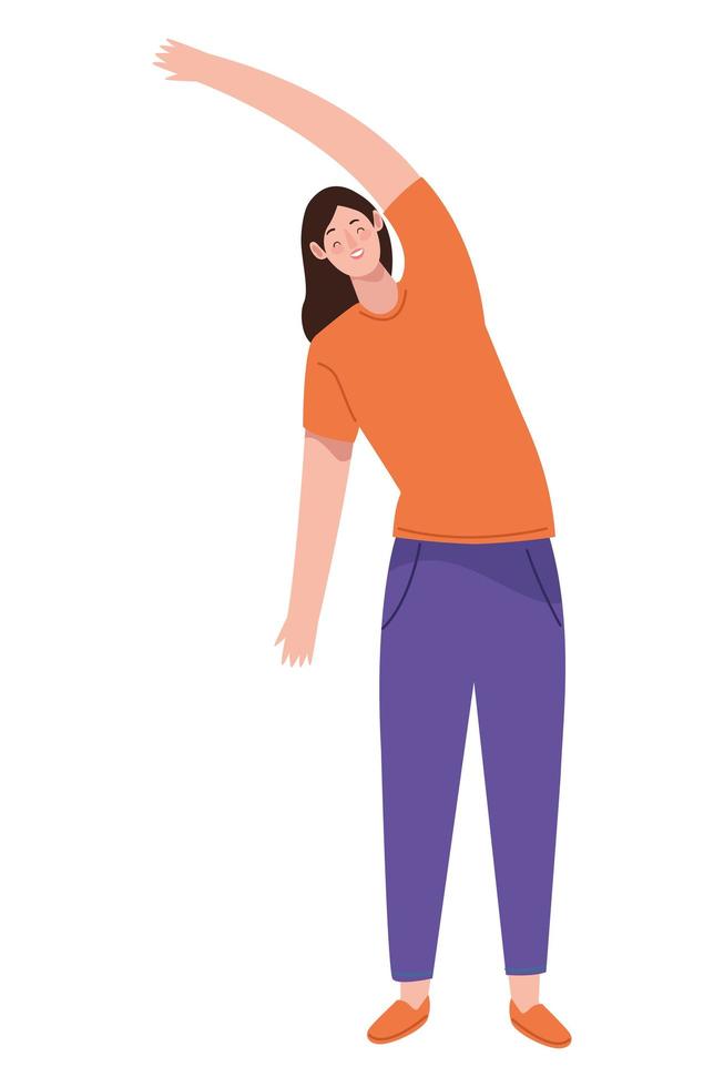 young woman practicing exercise vector