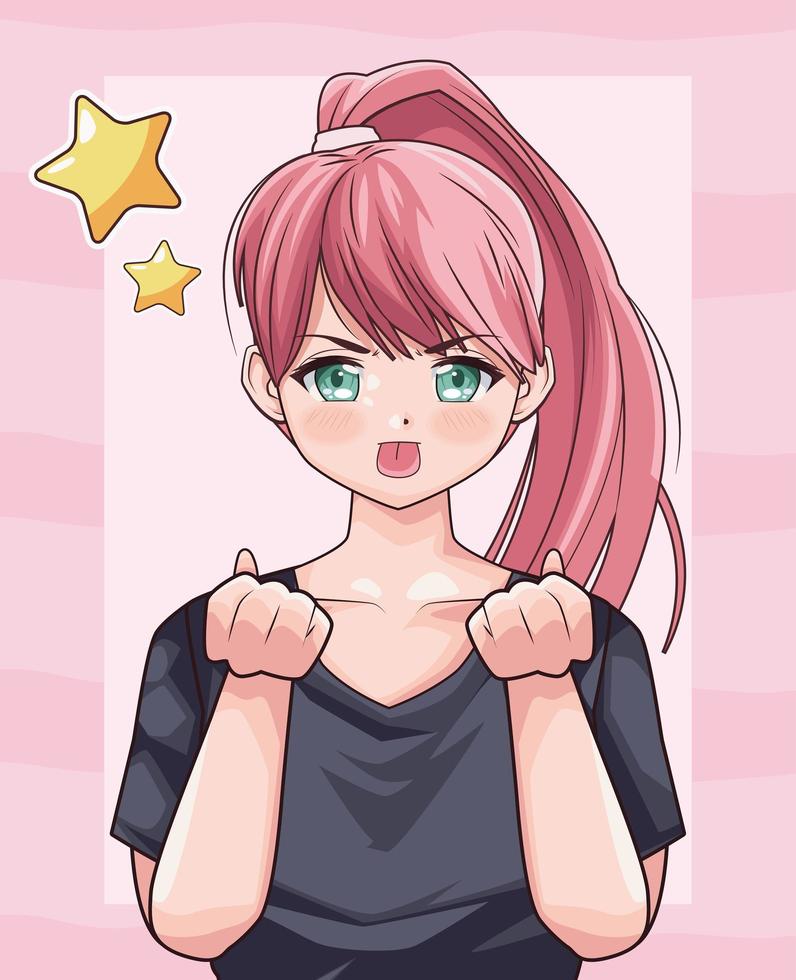 girl with stars anime vector