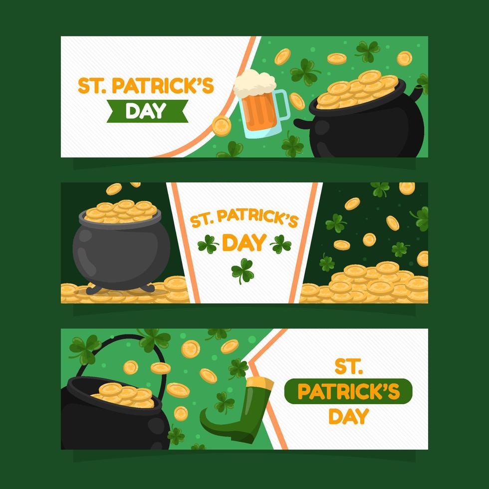 St Patricks Day Pot Gold Banner Collection vector