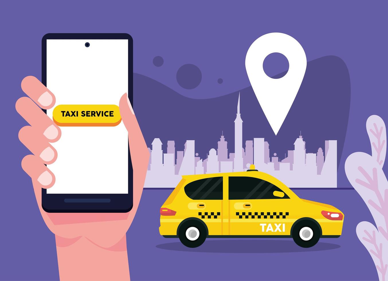 taxi service and smartphone vector