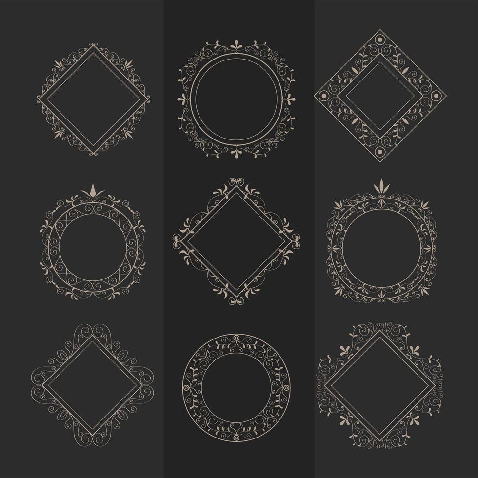nine elegants monograms icons vector