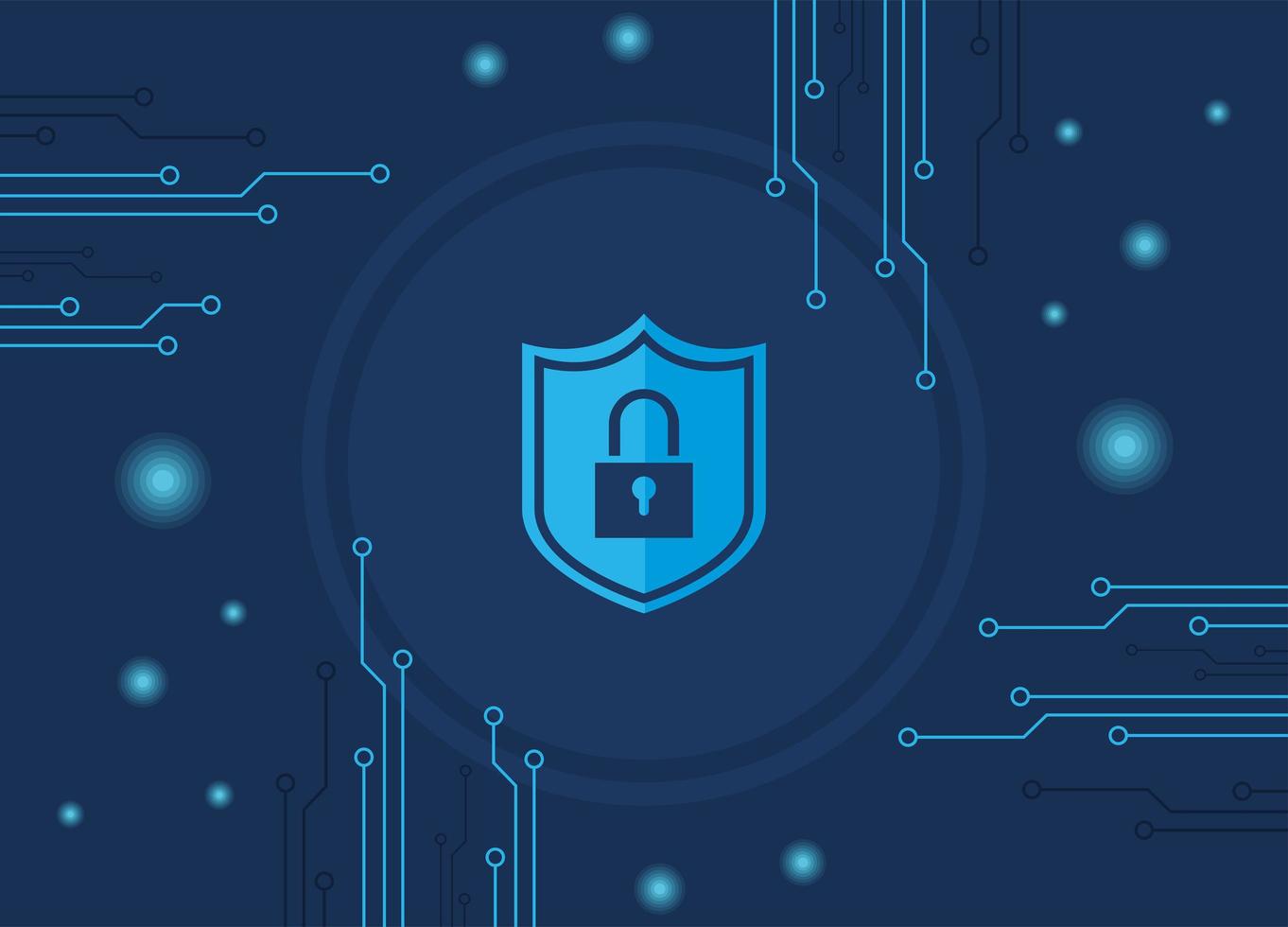 cyber security shield poster vector