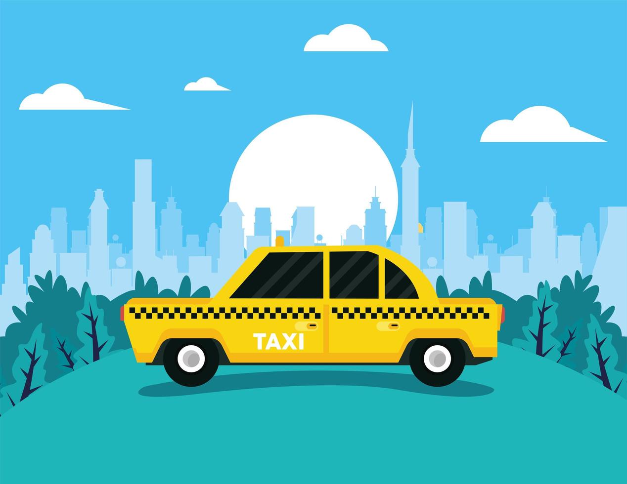 taxi on the city vector