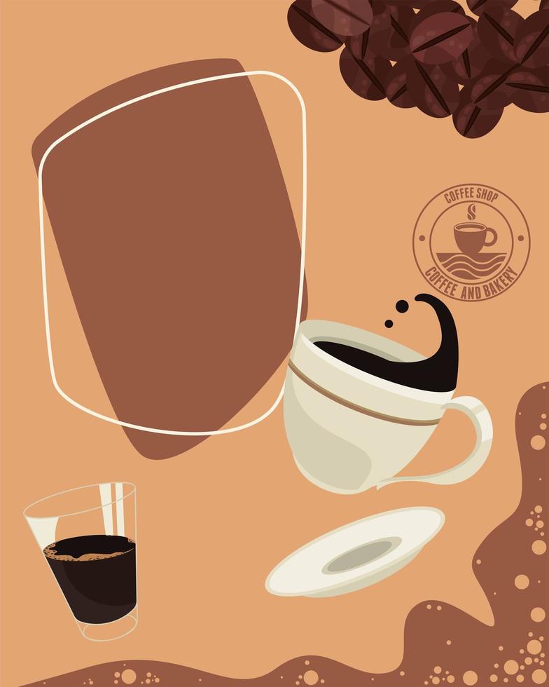 coffee shop seal and drinks vector