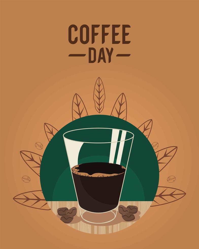 coffee day lettering with drink vector