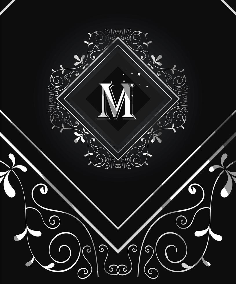 silver monogram with m vector