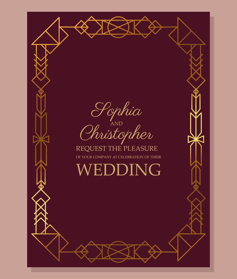 pink wedding invitation vector