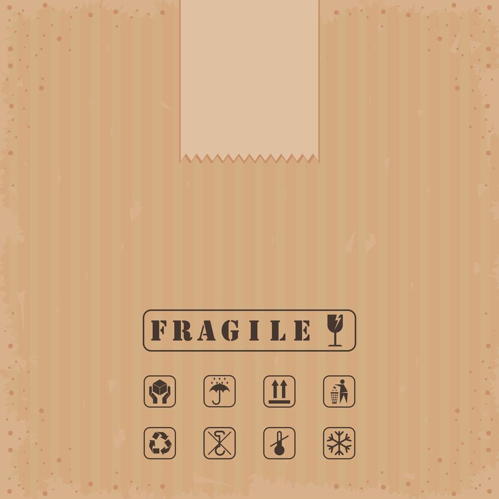 cardboard with fragile seal vector