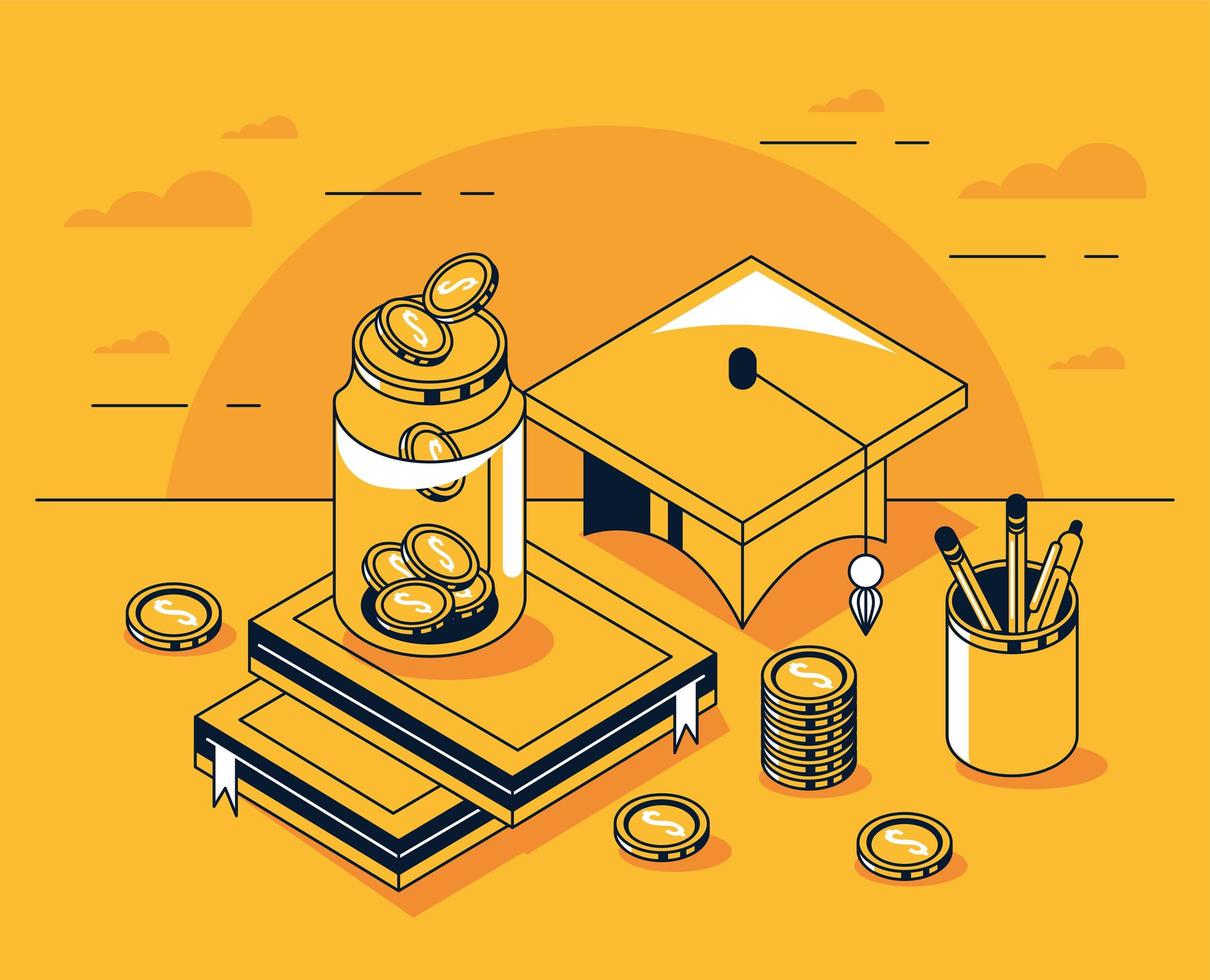 savings with scholarship icons vector