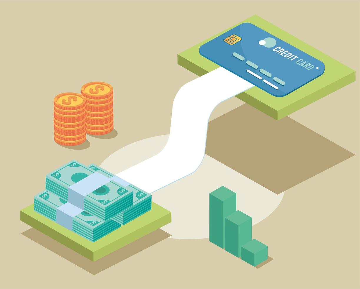 credit card and money vector