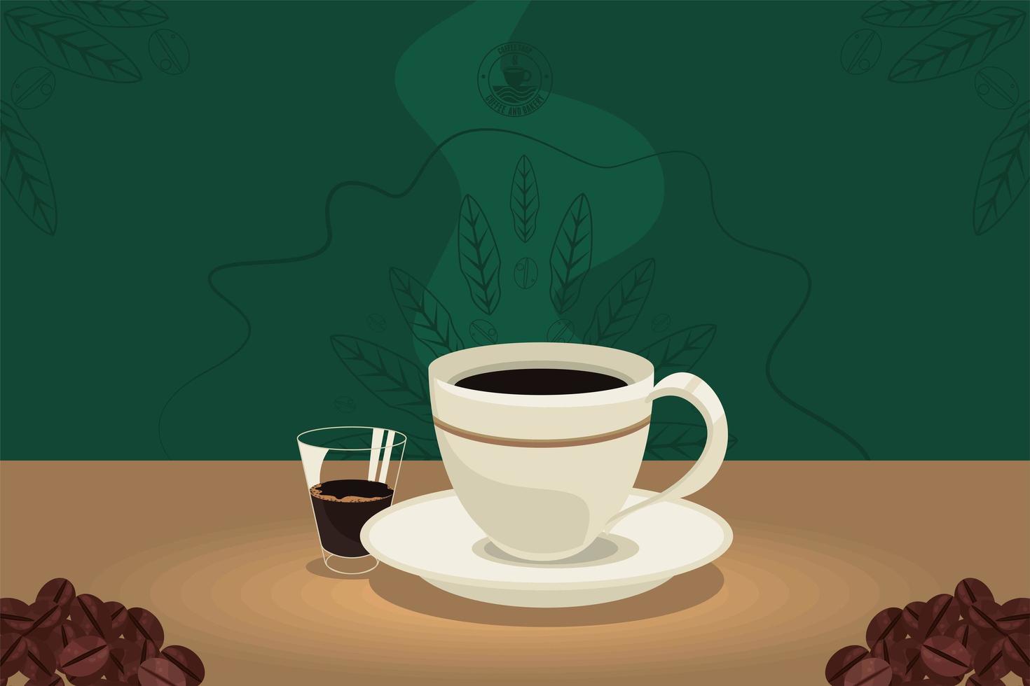 coffee cup and glass vector