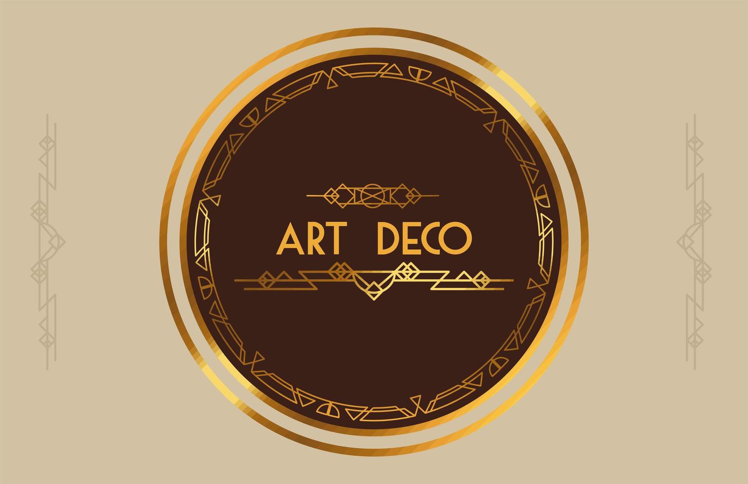 art deco lettering in circle vector