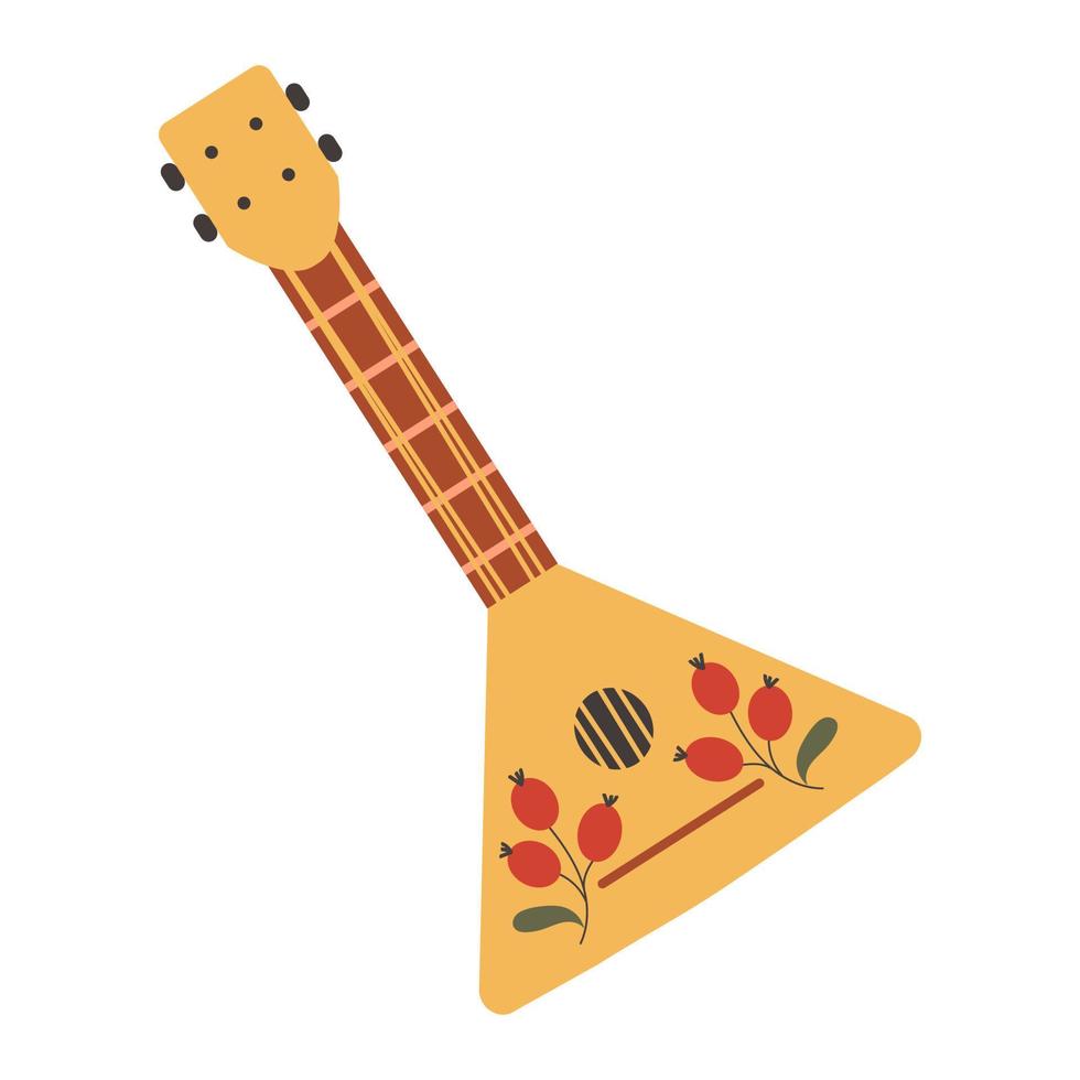 Balalaika vector illustration. Traditional Russian plucked string musical instrument with a triangular soundboard.