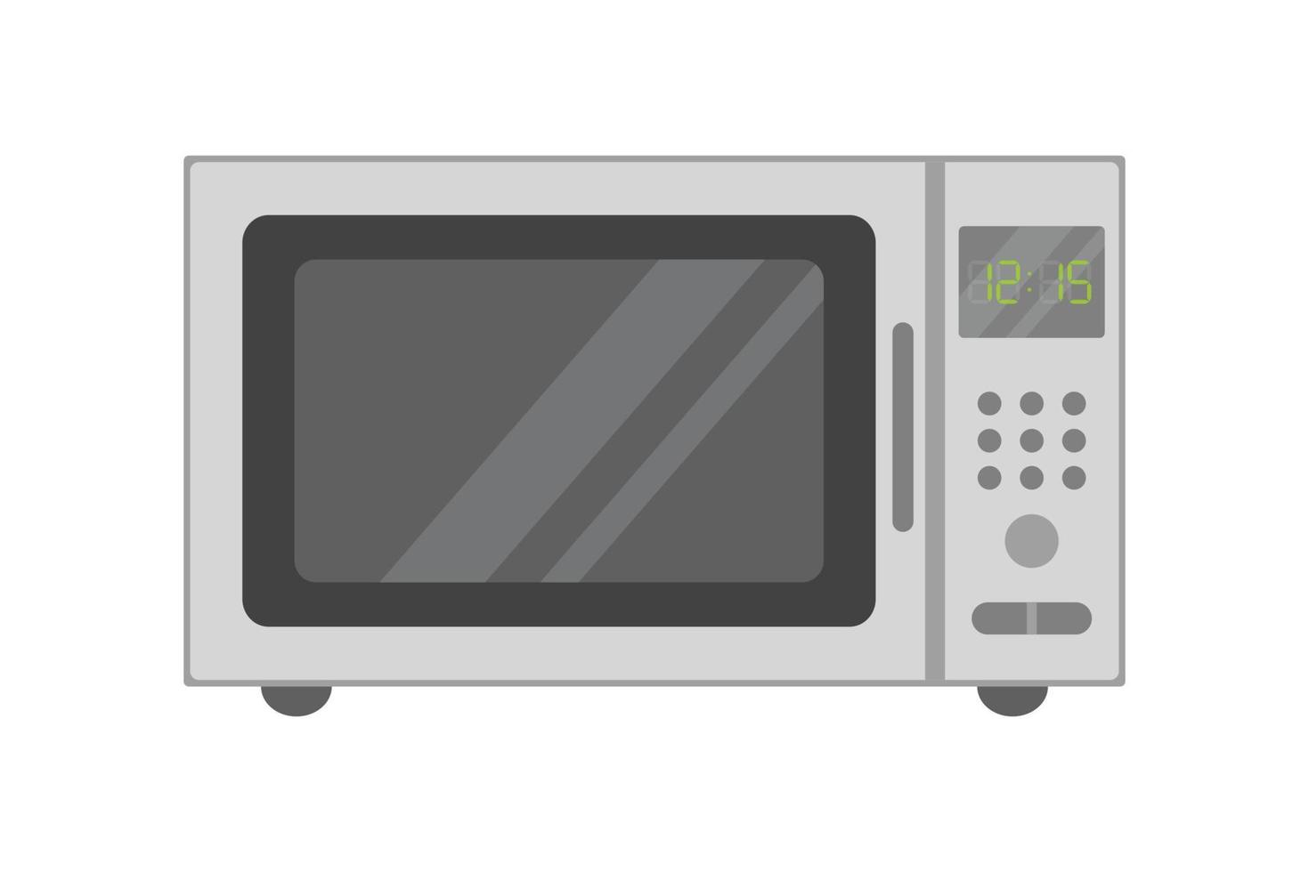 Microwave oven front view, vector illustration. Electric oven, kitchen appliance.