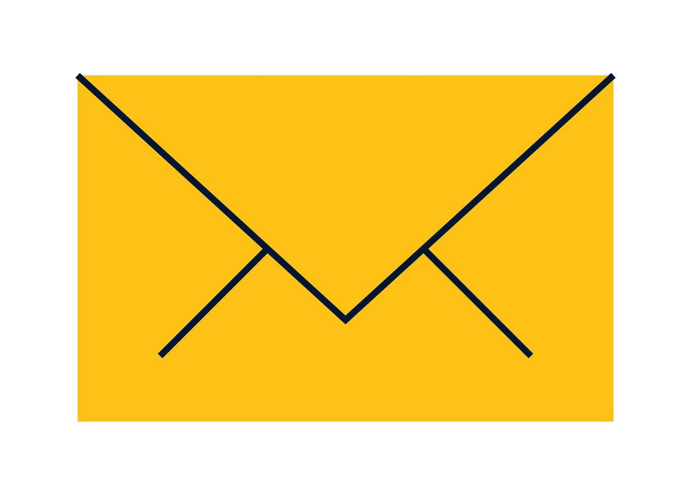 correo de sobre amarillo vector