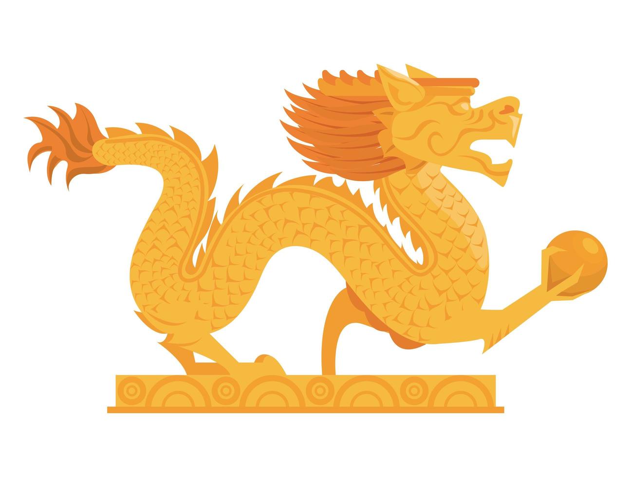dragón chino dorado vector