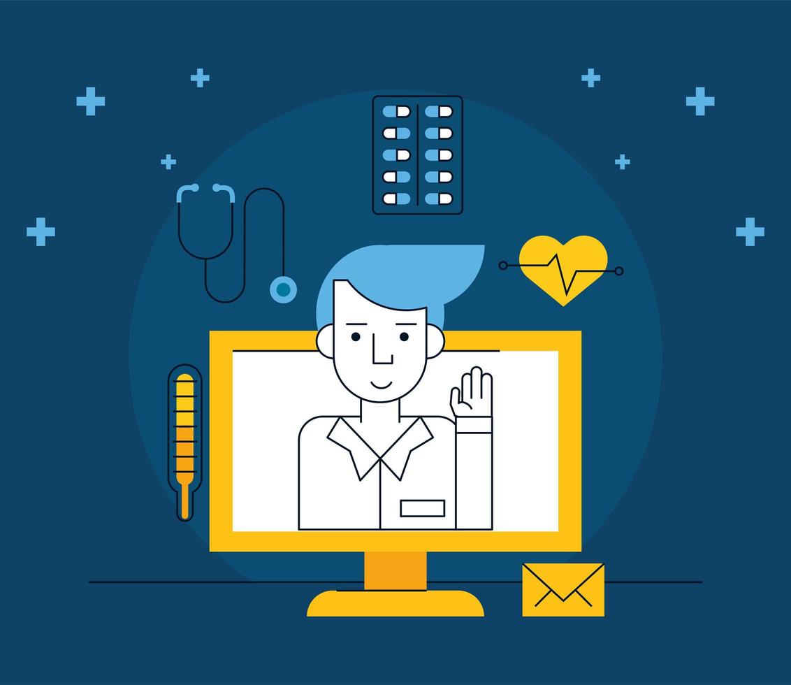 online medical service in desktop vector