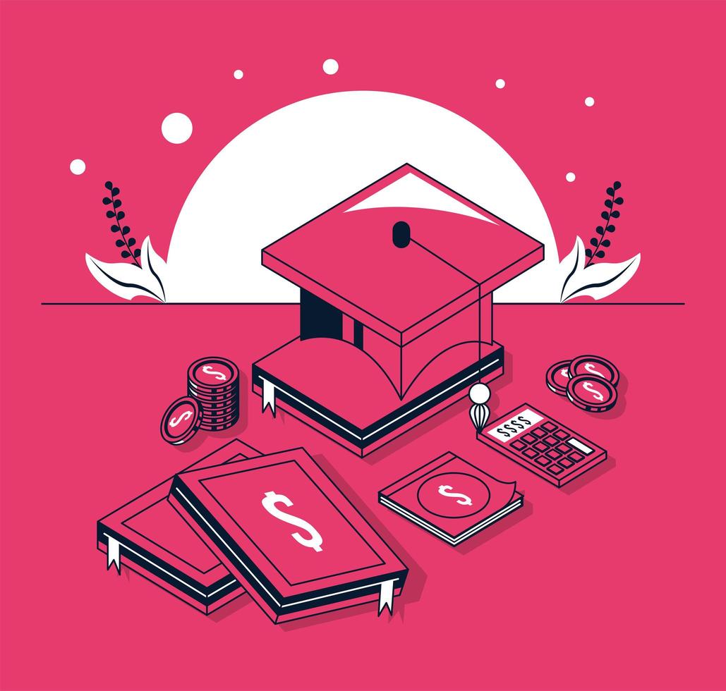 money with scholarship icons vector