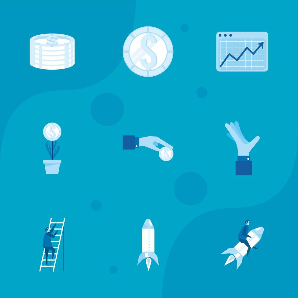 nine business income icons vector