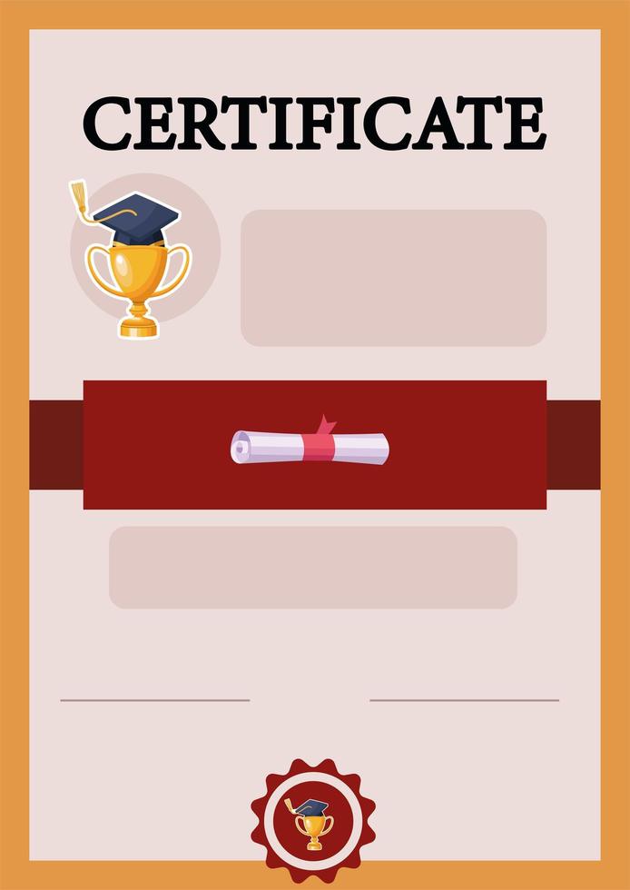 graduation certificate with trophy vector