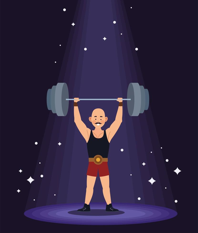 circus strongman lifting weight vector