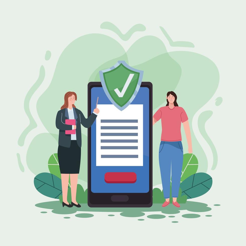 insurance shield and smartphone vector