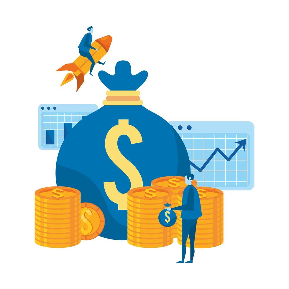 businessmen with rocket and money vector