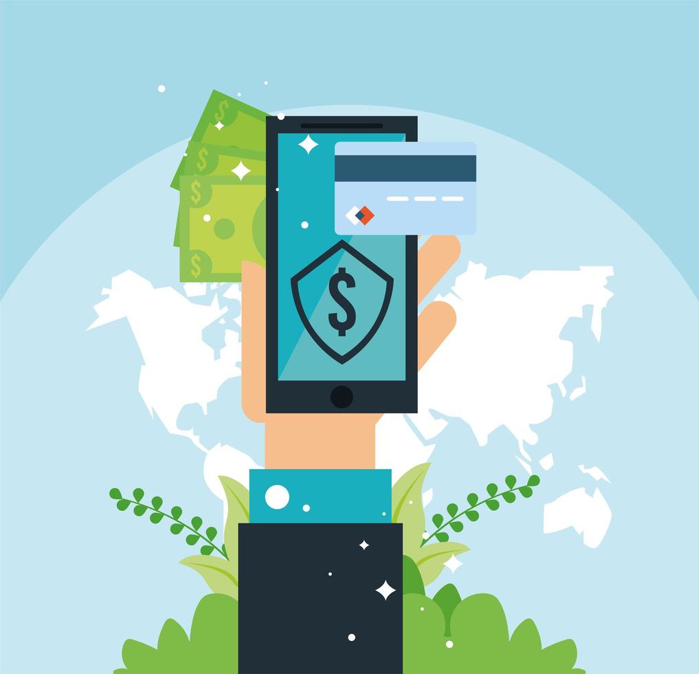 banking app with smartphone vector