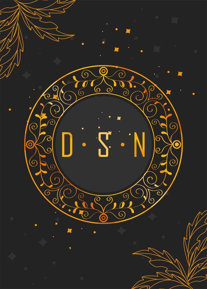 golden circular monogram with letters vector