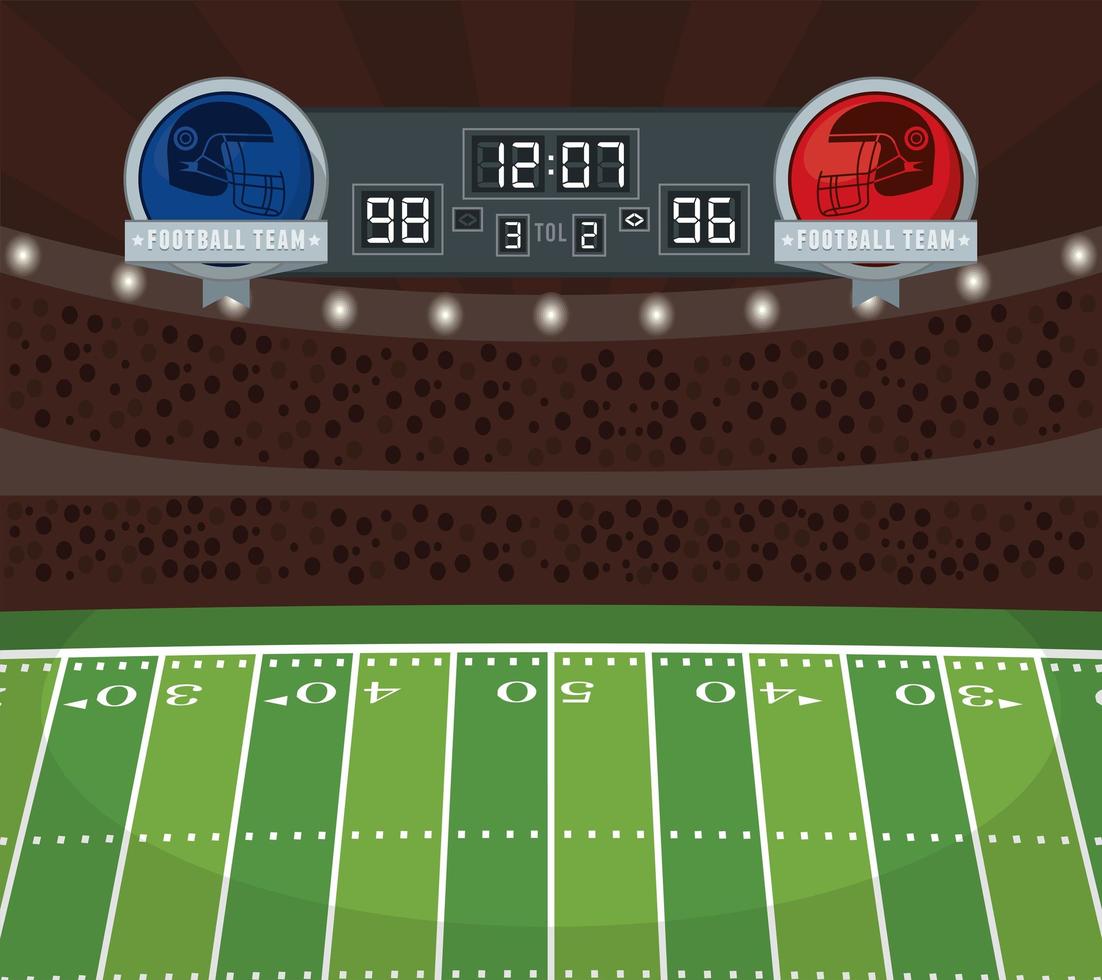 american football stadium with scoreboard vector