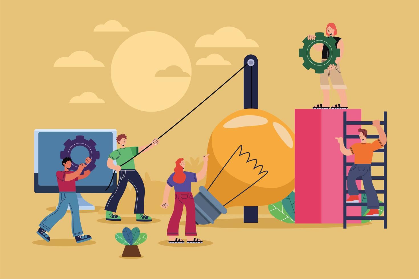 five innovative persons vector